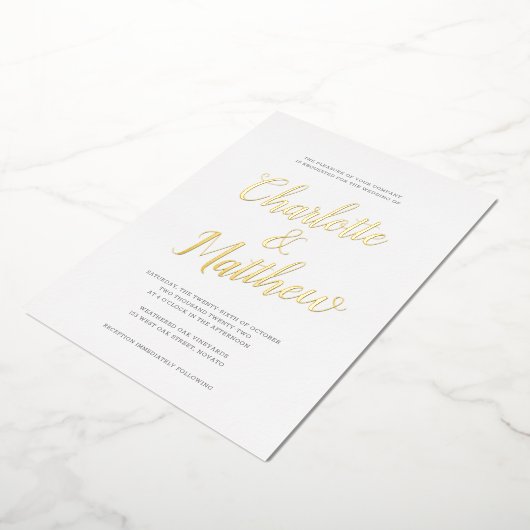 Overmaatse naam Calligrafiescript Bieden REAL Folie Uitnodiging (Gedraaid)