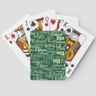 Overmaatse naam overal op groen gedrukt pokerkaarten