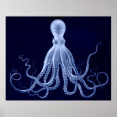Overmaatse Octopus Triptych Afdrukken in blauw Poster (Voorkant)