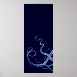 Overmaatse Octopus Triptych I Afdrukken in blauw Poster