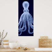 Overmaatse Octopus Triptych II Afdrukken in blauw Poster (Keuken)