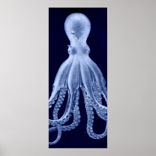 Overmaatse Octopus Triptych II Afdrukken in blauw Poster