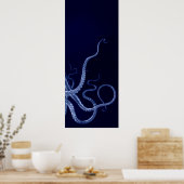 Overmaatse Octopus Triptych III Afdrukken in blauw Poster (Keuken)