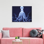 Overmaatse Octopus Triptych in Blauw Canvas Afdruk (Insitu (Woonkamer))