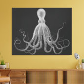 Overmaatse Octopus Triptych in grijs Canvas Afdruk (Insitu (Woonkamer))