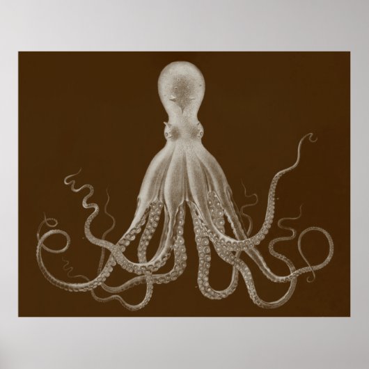 Overmaatse Octopus Triptych Print in Brown (Voorkant)