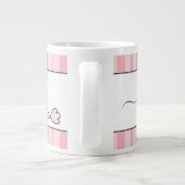 Overmaatse vogelroze streep gepersonaliseerd grote koffiekop (Achterkant)