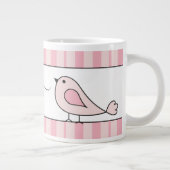 Overmaatse vogelroze streep gepersonaliseerd grote koffiekop (Rechts)