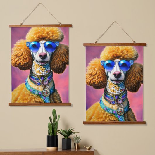 Overmaatse zonnebril Poodle Dog Hangend Wandkleed (Asymmetrisch)