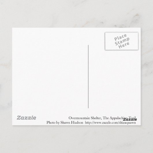 Overmountain Shelter, de Appalachian Trail Briefkaart (Achterkant)