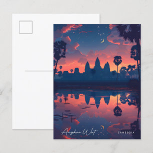 Overnachting in Angkor Wat Cambodja Vintage Travel Briefkaart