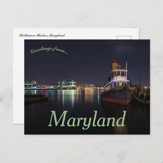 Overnachting in Baltimore Harbour, Maryland Briefkaart (Voorkant / Achterkant)