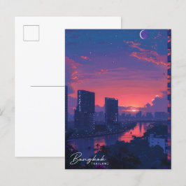 Overnachting in Bangkok Thailand Vintage Travel Briefkaart