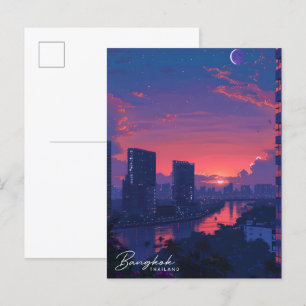 Overnachting in Bangkok Thailand Vintage Travel Briefkaart