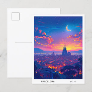 Overnachting in Barcelona Spanje Reizen Briefkaart