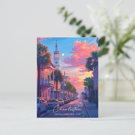 Overnachting in Charleston South Carolina USA Reiz Briefkaart (Staand voorkant)