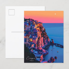 Overnachting in Cinque Terre Italië Vintage Travel Briefkaart