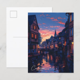 Overnachting in Colmar Frankrijk Vintage Travel Briefkaart