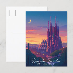 Overnachting in de Sagrada Familia Barcelona Spanj Briefkaart