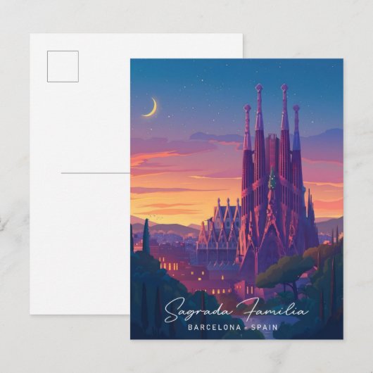 Overnachting in de Sagrada Familia Barcelona Spanj Briefkaart (Voorkant / Achterkant)