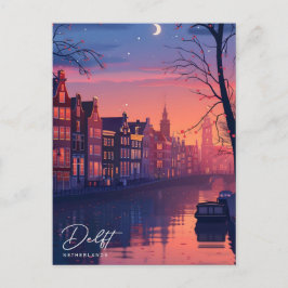 Overnachting in Delft Nederland Vintage Travel Briefkaart