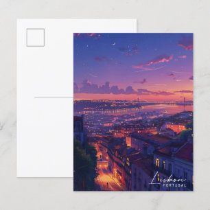 Overnachting in Lissabon Portugal USA Reizen Briefkaart