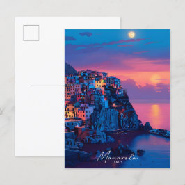 Overnachting in Manarola Italië Vintage Travel Briefkaart