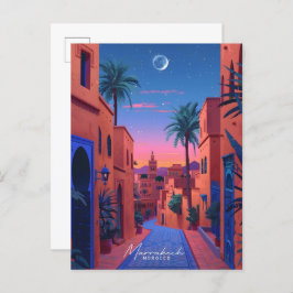 Overnachting in Marrakech Marokko Vintage Travel Briefkaart