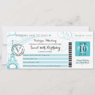 Overnachting in Parijs   Aqua Sweet 16 Verjaardag Kaart