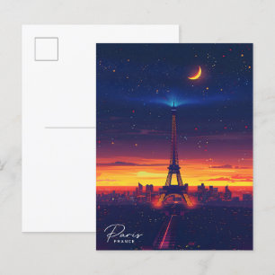 Overnachting in Parijs Frankrijk Vintage Travel Briefkaart