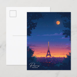 Overnachting in Parijs Frankrijk Vintage Travel Briefkaart