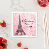 Overnachting in Parijs Glitter Sweet 16 Custom Nap Servetten (Insitu)