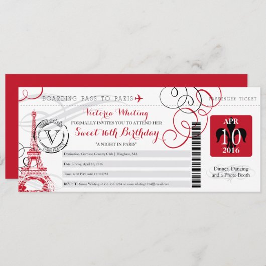 Overnachting in Parijs | Sweet 16 Verjaardag Kaart (Voorkant / Achterkant)
