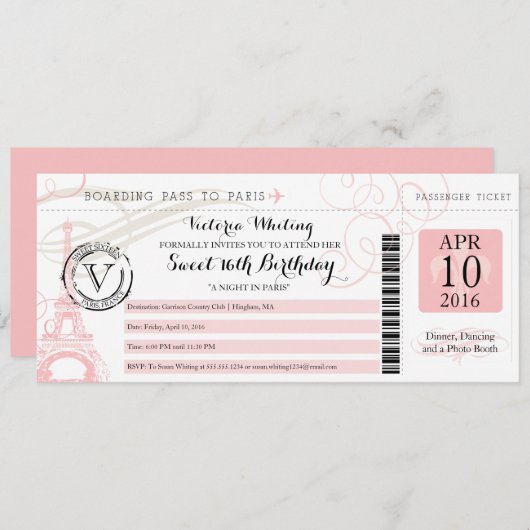 Overnachting in Parijs | Sweet 16 Verjaardag Kaart (Voorkant / Achterkant)