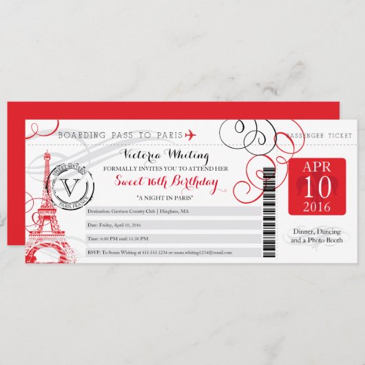 Overnachting in Parijs | Sweet 16 Verjaardag Kaart (Voorkant / Achterkant)