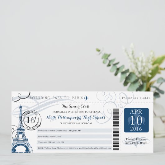Overnachting in Paris School Senior Prom Kaart (Staand voorkant)