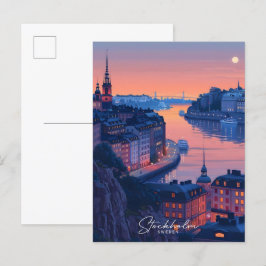 Overnachting in Stockholm Zweden Vintage Travel Briefkaart