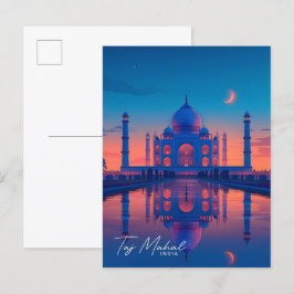 Overnachting in Taj Mahal India Vintage Travel Briefkaart