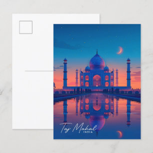 Overnachting in Taj Mahal India Vintage Travel Briefkaart