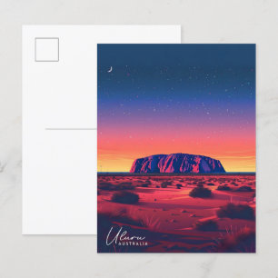 Overnachting in Uluru Australia Vintage Travel Briefkaart