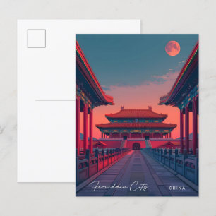 Overnachting in Verboden Stad China Vintage Travel Briefkaart