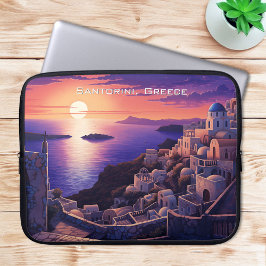 Overnachting op het eiland Santorini schilderij |  Laptop Sleeve