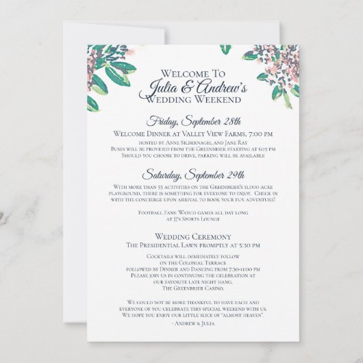 OVERNIGHT Welkomstschema voor Julia Kaart (Achterkant)