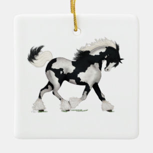 Overo Gypsy Vanner Horse Persoonlijke Kerstmis Ce Keramisch Ornament
