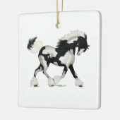 Overo Gypsy Vanner Horse Pony Equestrian Charm Keramisch Ornament (Links)