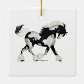 Overo Gypsy Vanner Horse Pony Equestrian Charm Keramisch Ornament (Achterkant)