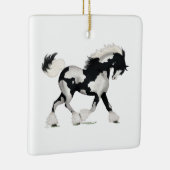 Overo Gypsy Vanner Paard Gepersonaliseerde Kerstmi Keramisch Ornament (Rechts)