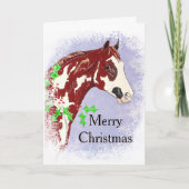 Overo Paint Horse (Kerstmis) Feestdagen Kaart (Voorkant)