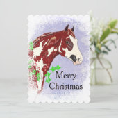Overo Paint Horse (Kerstmis) Feestdagenkaart (Staand voorkant)