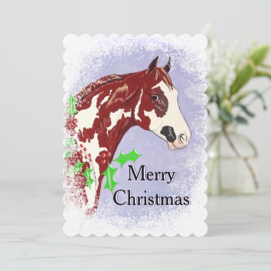 Overo Paint Horse (Kerstmis) Feestdagenkaart (Staand voorkant)